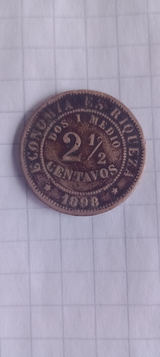 Moneda Antigua Chile  2 1/2 Centavos  Año 1898