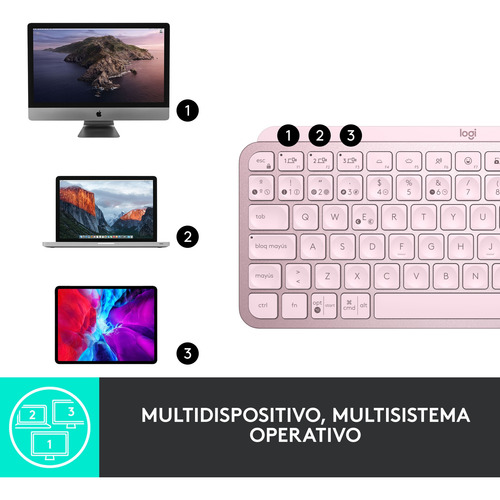 Teclado Inalámbrico Minimalista Logitech Mx Keys Mini Rosado