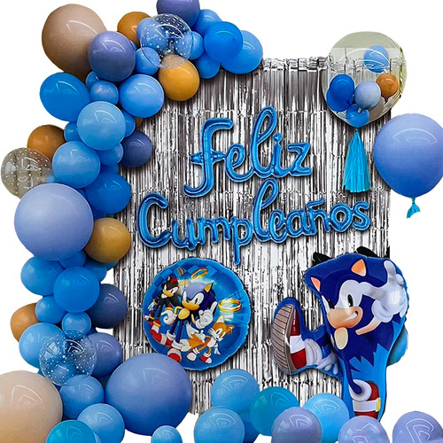 Kit Globos Feliz Cumpleaños Decoración Sonic Fiesta 