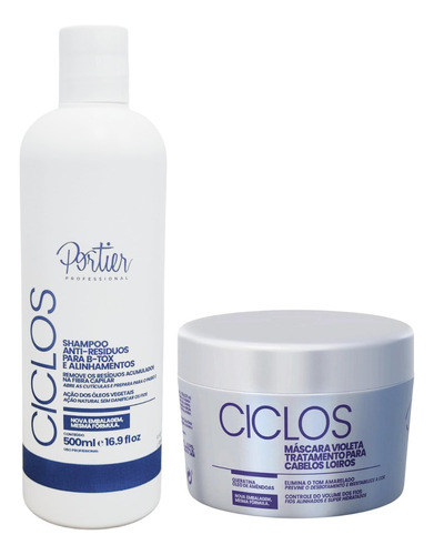 Portier Ciclos Shampoo 500ml + B-tox Violet Máscara 250g