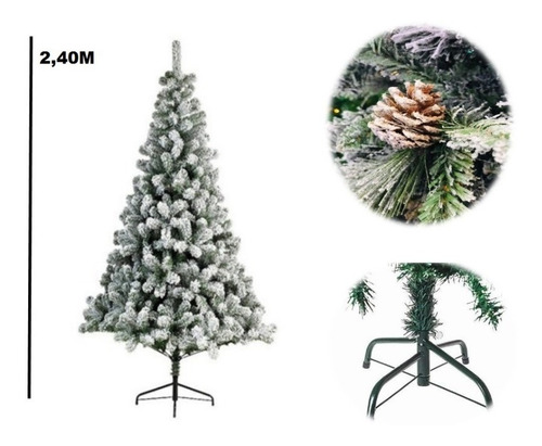 Árvore De Natal Nevada Luxo 2,40 Metros 1520 Galhos