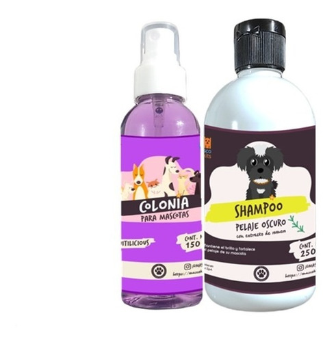 Colonia P/ Perro & Perrito Sin Alcohol 150ml+ Shampoo Oscuro