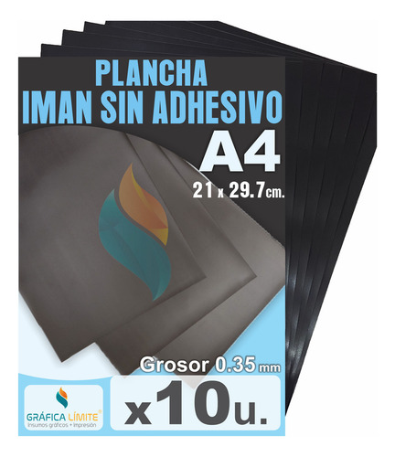 Plancha Iman Sin Adhesivo A4 0.35mm X10 Hojas Flexible 