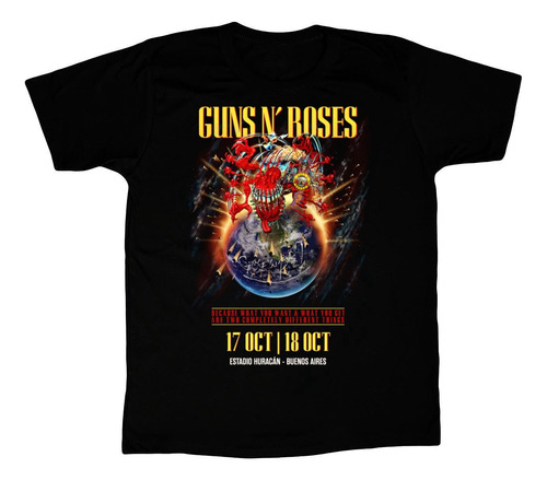 Remera Estampada Guns And Roses Argentina Huracan Fechas