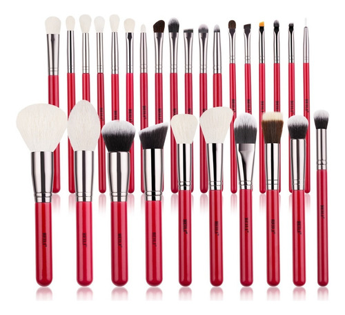 Juego De 28 Brochas De Maquillaje Beili, Pelo Natural Rojo A