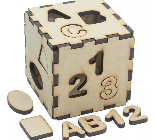 Cubo Encaje Figuras Geométricas Numeros- Juegos  De Madera