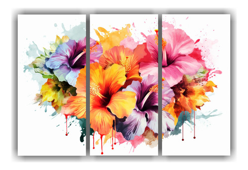 Tres Composiciones Hermoso Rosales Gama De Colores 90x60cm