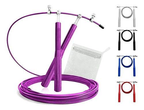 Soga De Saltar Speed Rope Cuerda De Pvc Acero Gym Boxeo Color Violeta