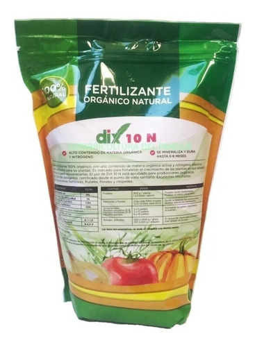 Imagen 3 de 10 de Dix 10 Fertilizante Organico 1 Kg Para Crecimiento Nitrogeno