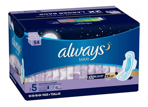 Always Maxi Toalla Nocturna Extra Absorbente Xl(54 Ct.)