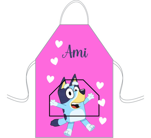 Delantal Cocina Mediano Para Niños Mini Chef Personalizado Bluey Personalizado