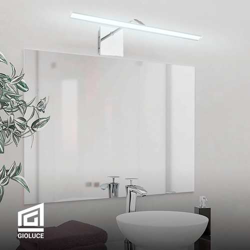 Aplique Pared Movil Cuadra Baños Luz Led Fria 50cm Cromo Gioluce