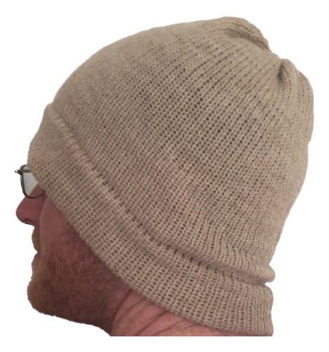 Gorro Beanie Slouchy Beige De Lana Alpaca Chilena 100%