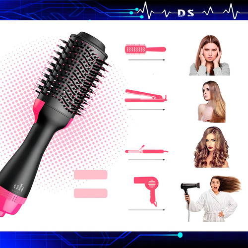 Escova Secadora De Cabelo Modeladora Potente 3 Em 1