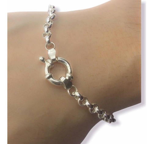 Pulsera Rolo Plata 925 Eslabón 4,5 Mm Cierre Marinero Largo 21
