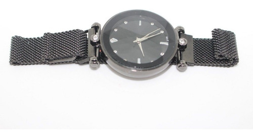 Relógio Feminino Masculino Pulseira Magnética Preto Aço Inox
