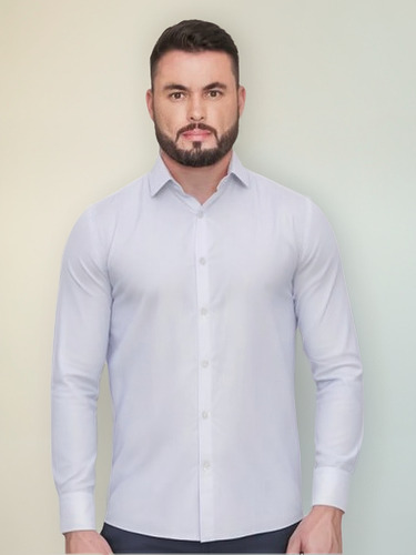 Camisa Social Masculina Mista Algodão Poliéster Navaratti