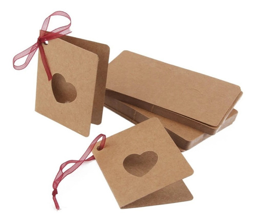 10 Tarjetas Invitaciones Decoración Fiesta Corazón Boda Kraf