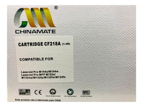 Toner Compatível Com Hp Cf 218a Para Hp M132 | M 104 C/ Chip Tinta Preto