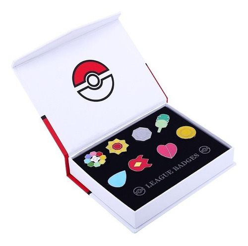 Medallas Pokemon Caja 8 Insignias Pikachu Ash Colección