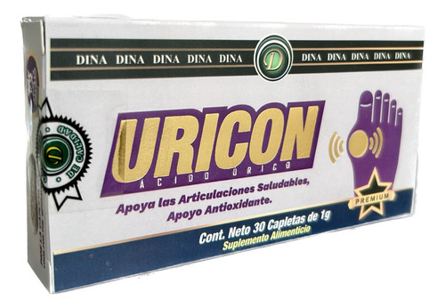 Acido Urico 30 Capletas Uricon Articulaciones Saludables Sabor Sin sabor