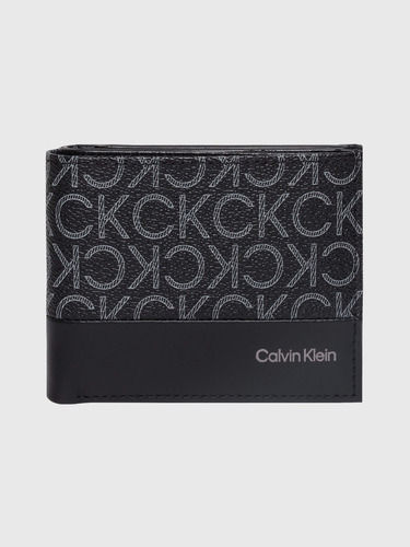 Cartera Color Negro De Hombre Con Monograma Calvin Klein