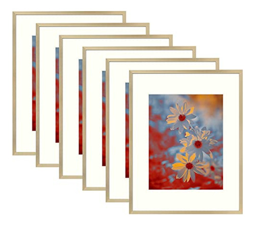 , 11x14 Picture Frame Gold Aluminum (shiny Brushed) Dis...