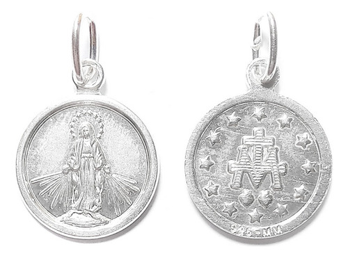 Colgante Medalla Virgen De Los Rayos 12mm Plata Fina 925