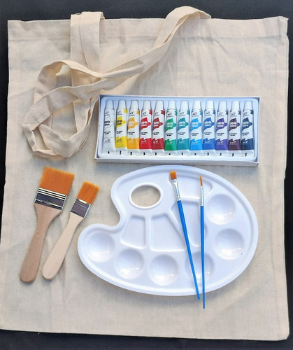Set Pintura Manualidades: Bolsa + Pinceles+ Brochas + Mezcla