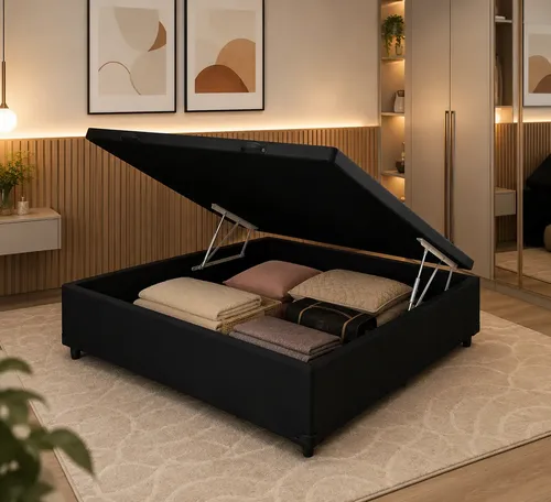 Cama Box Baú Casal Suede138x188cm Entrega Apenas São Paulo