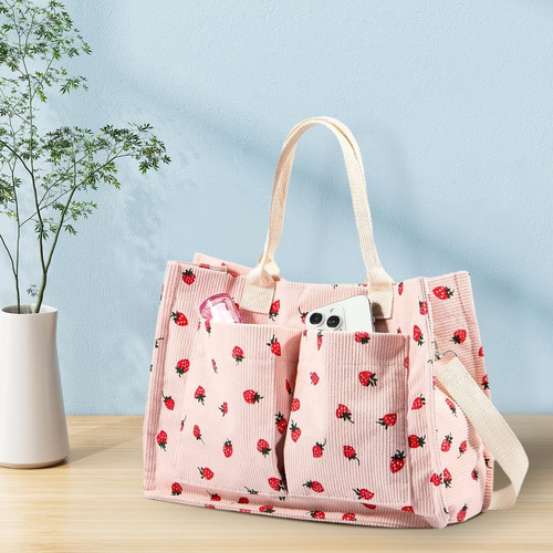 Bolso De Mano Con Parches De Fresa Mujer,bolsa Mano Duradera