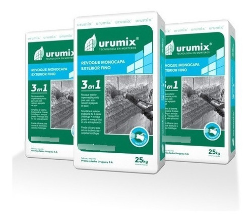 Revoques Urumix Ext Manual 3 En 1 Hidrofugo-gruesa-fina 25kg