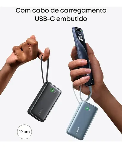 Carregador Portátil Power Bank Anker Nano 10000mah 30w Turbo Com