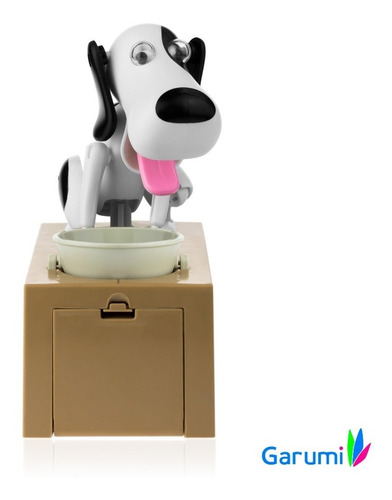 Imagen 4 de 10 de Alcancia Perrito Perro Come Monedas Negro Con Blanco H8001