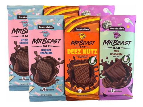 Mr. Beast Chocolate 60gr Cada Una (pack 6 Barras)