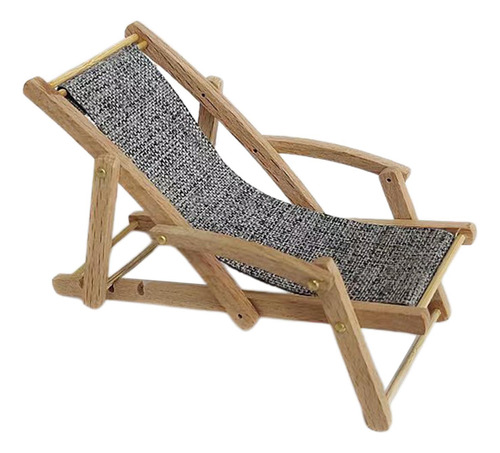1/12 Mini Silla Al Aire Libre Artesanía Para Paisaje Gris