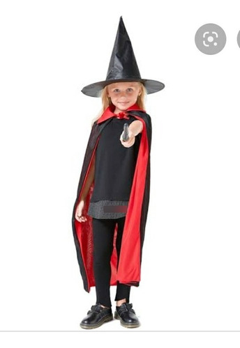 Imagen 5 de 7 de Capa Bruja Vampiro Mago Talla S Disfraz Halloween 85cm Largo
