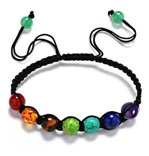 Hermosa Pulsera 7 Chakras Unisex Tejida  Ajustable Full