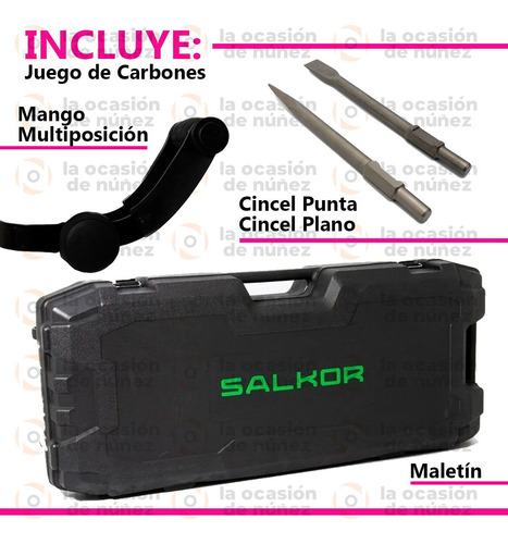 Imagen 3 de 7 de Martillo Demoledor Salkor Hexagonal 1700w Industrial Maletin