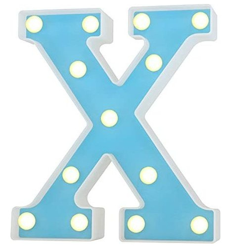 Letra Decorativa Con Luces Led De Plastico En Azul Letra X