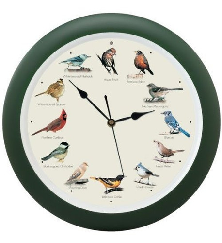 Reloj De Pared Original Para Pájaros Cantores 13 En Verde