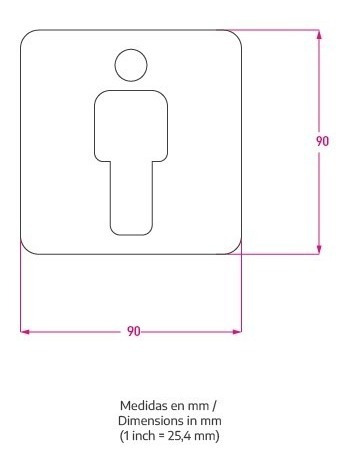 Imagen 6 de 10 de Señal Hombre Mujer 90x90mm Baño Cartel Acero Inoxidable