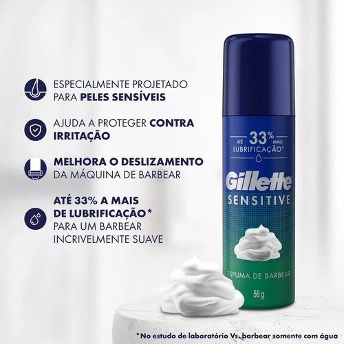 Kit C/6 Unid Espuma De Barbear Gillette Sensitive 56g/57ml
