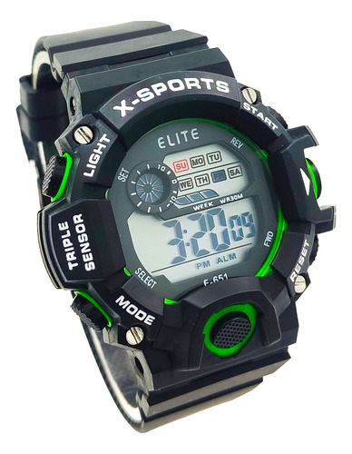 Reloj Pulsera Negro Verde Digital Deportivo