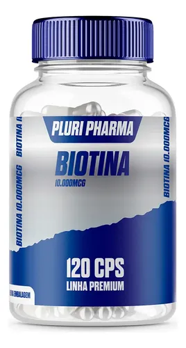 Biotina 10.000mcg 120 Cápsulas Pluri Pharma Suplemento Nutricional N/a - Imagem 1