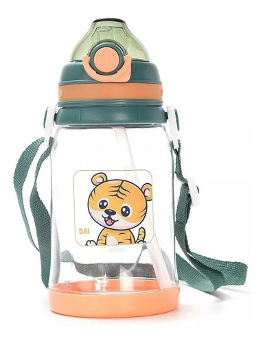 Imagen 2 de 9 de Botella Infantil 700 Ml Tigre Unicornio Skora Vaso Sorbete