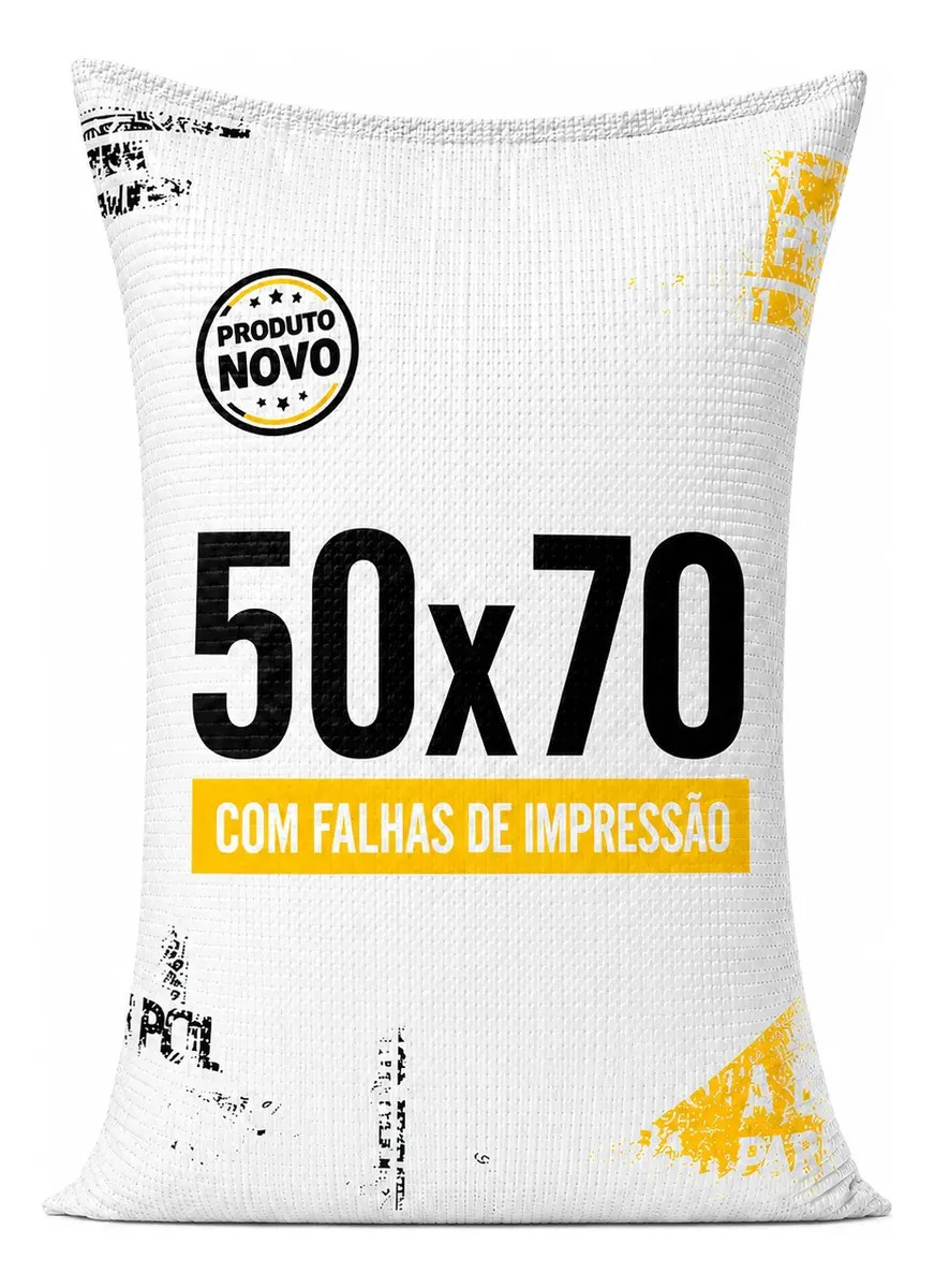 50 Sacos De Ráfia 50x70 Impressos Grãos Entulho Obra Branco