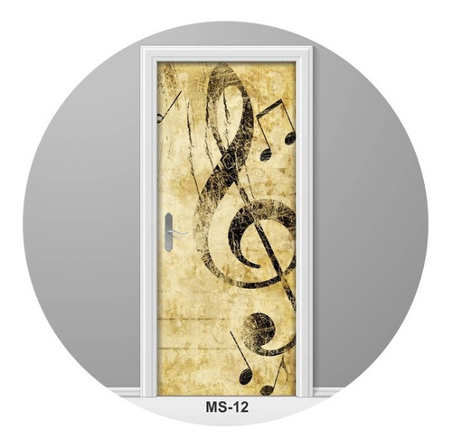 Imagem 1 de 8 de Adesivo Para Porta Música Clave De Sol Notas Musicais Ms-12