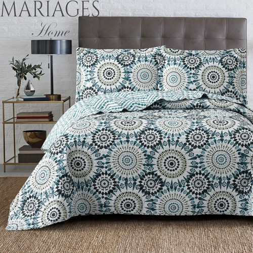 Imagen 2 de 6 de Cubrecama Quilt Cover Reversible +fundas Twin Oakville D1