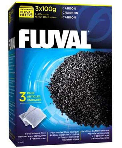 Carbón Fluval En Bolsas De Nailon, 3.5 Onzas, Paquete De 3